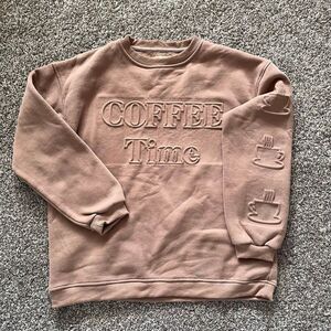 Coffee Time JK brown embossed sweatshirt size Small